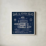 Blueprint Luxury Liner by Sue Schlabach. Shown in a crisp white glass frame for a clean and minimalist style. Available as an archival giclee rolled canvas, fine art paper, or poster print. SKU 13698a.