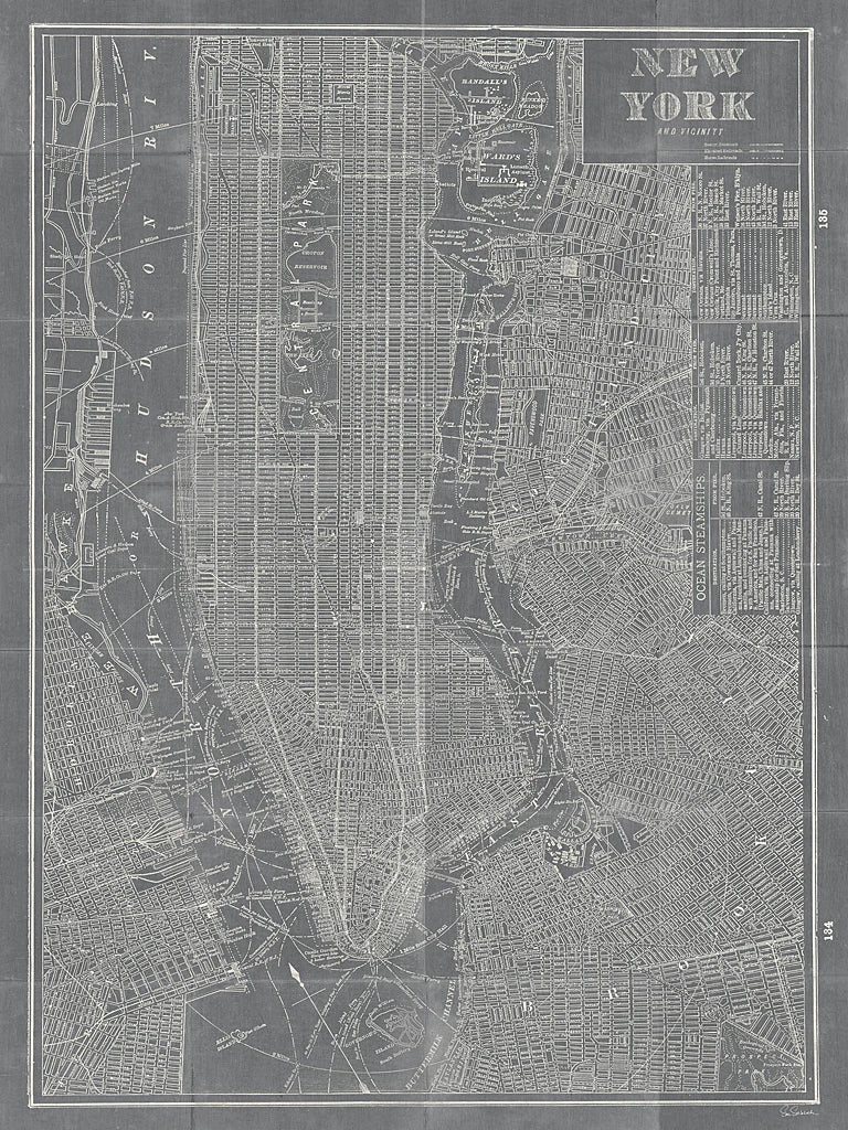 Blueprint Map New York Grey by Sue Schlabach