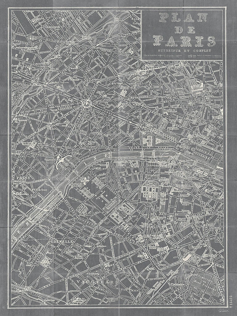 Blueprint Map Paris Grey by Sue Schlabach