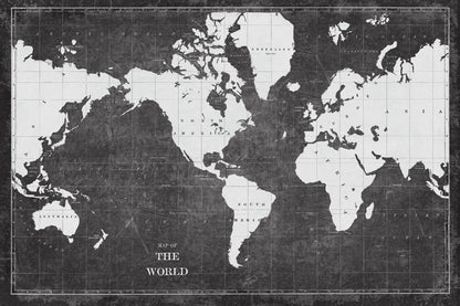 Blueprint World Map by Sue Schlabach. SKU 49409i. Archival Giclee Fine art print for wall decor.