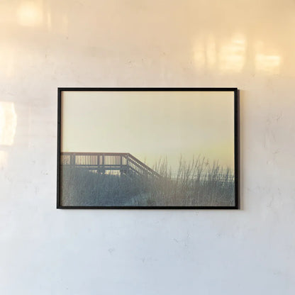 Boardwalk to the Beach by Sue Schlabach. shown as a paper print in a black flame. Available as a archival giclee rolled canvas, fine art paper, or poster print. SKU 34383i.