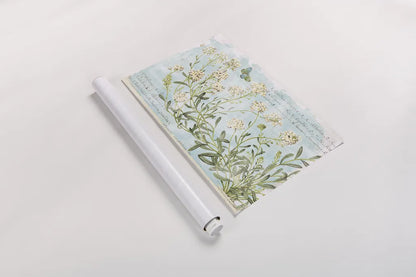 Botany Blue I by Sue Schlabach. shown as a rolled paper print. Available as archival giclee rolled canvas, fine art paper, or poster print. SKU 28461i.