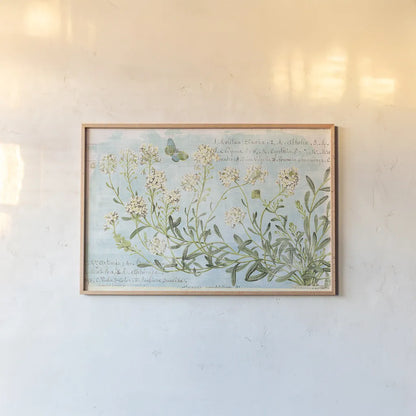 Botany Blue I by Sue Schlabach. shown as a paper print in a natural frame. Available as a archival giclee rolled canvas, fine art paper, or poster print. SKU 28461i.