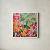 Bouquet for my Rebel Heart by Sue Schlabach. Shown in a crisp white glass frame for a clean and minimalist style. Available as an archival giclee rolled canvas, fine art paper, or poster print. SKU 75868a.