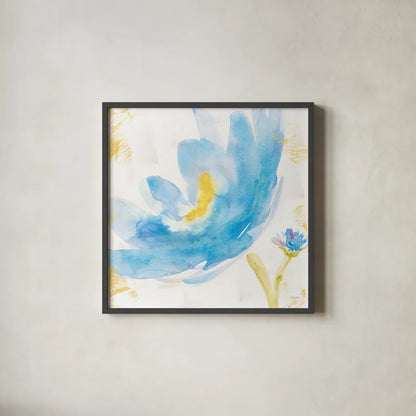 Breeze Bloom V v2 by Sue Schlabach. Shown in a sleek black glass frame for a contemporary gallery look. Available as an archival giclee rolled canvas, fine art paper, or poster print. SKU 20862a.