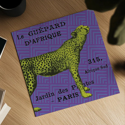 Bright Safari Leopard by Sue Schlabach. Shown as a detailed flat fine art print, highlighting archival giclee quality. Available as an archival giclee rolled canvas, fine art paper, or poster print. SKU 18530a.