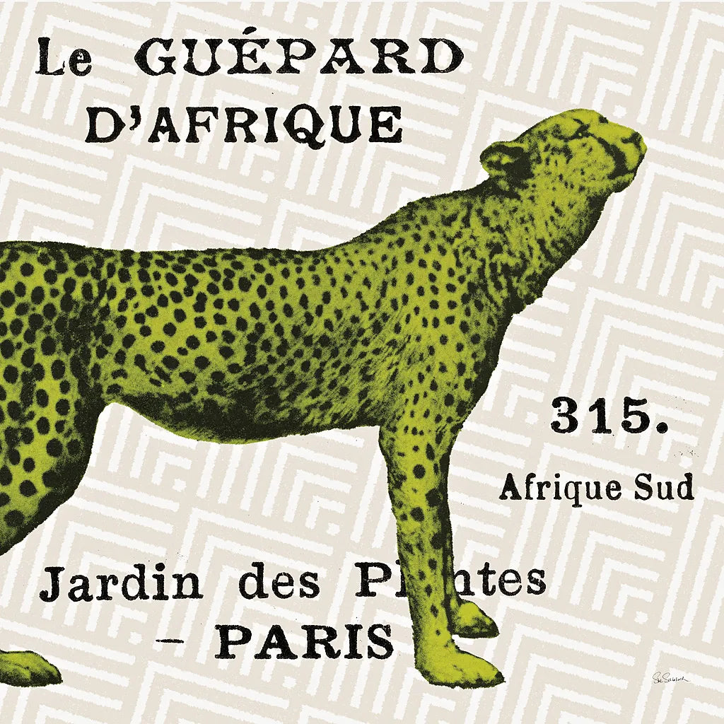 Bright Safari Leopard on Taupe by Sue Schlabach. SKU 44789a. Archival Giclee Fine art print for wall decor.