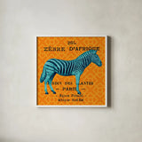Bright Safari Zebra by Sue Schlabach. Shown in a crisp white glass frame for a clean and minimalist style. Available as an archival giclee rolled canvas, fine art paper, or poster print. SKU 18527a.