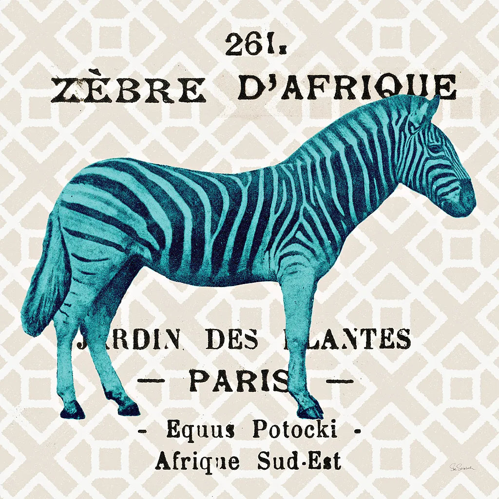 Bright Safari Zebra on Taupe by Sue Schlabach. SKU 44791a. Archival Giclee Fine art print for wall decor.