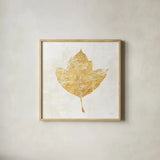 Bronzed Leaf I by Sue Schlabach. Shown in a natural wood glass frame for a timeless modern aesthetic. Available as an archival giclee rolled canvas, fine art paper, or poster print. SKU 21195a.