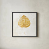 Bronzed Leaf II by Sue Schlabach. Shown in a sleek black glass frame for a contemporary gallery look. Available as an archival giclee rolled canvas, fine art paper, or poster print. SKU 21196a.