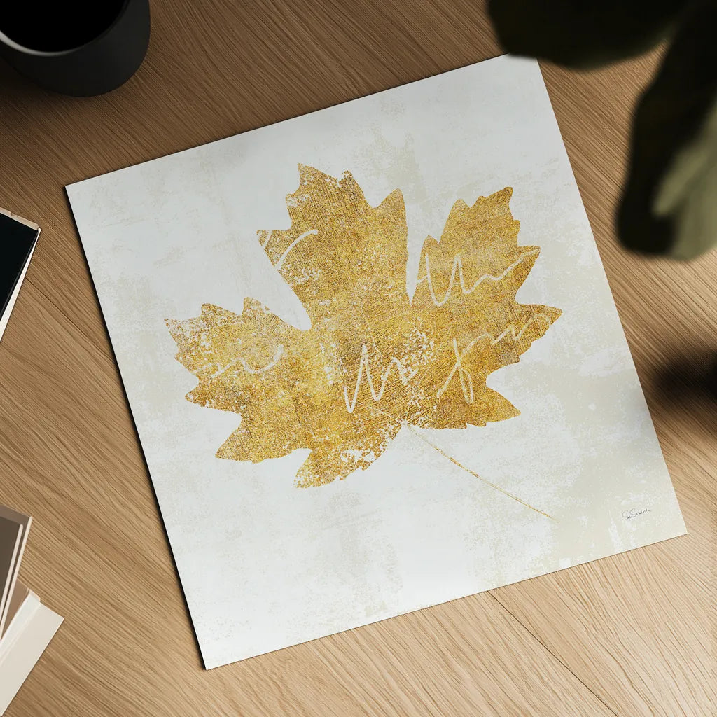 Bronzed Leaf IV by Sue Schlabach. Shown as a detailed flat fine art print, highlighting archival giclee quality. Available as an archival giclee rolled canvas, fine art paper, or poster print. SKU 21198a.