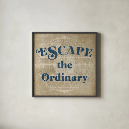 Burlap World Map V by Sue Schlabach. Shown in a sleek black glass frame for a contemporary gallery look. Available as an archival giclee rolled canvas, fine art paper, or poster print. SKU 63691a.