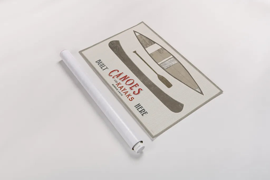 Cabin Life VII Kayak by Sue Schlabach. shown as a rolled paper print. Available as archival giclee rolled canvas, fine art paper, or poster print. SKU 53655i.