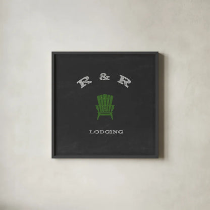 Cabin Life XII by Sue Schlabach. Shown in a sleek black glass frame for a contemporary gallery look. Available as an archival giclee rolled canvas, fine art paper, or poster print. SKU 47902a.