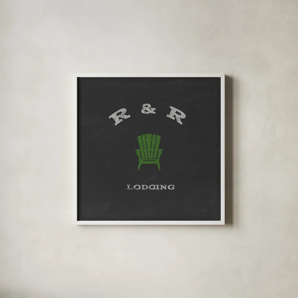 Cabin Life XII by Sue Schlabach. Shown in a crisp white glass frame for a clean and minimalist style. Available as an archival giclee rolled canvas, fine art paper, or poster print. SKU 47902a.