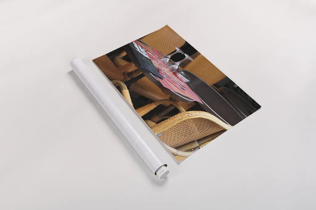 Cafe in Paris II by Sue Schlabach. shown as a rolled paper print. Available as archival giclee rolled canvas, fine art paper, or poster print. SKU 34159i.