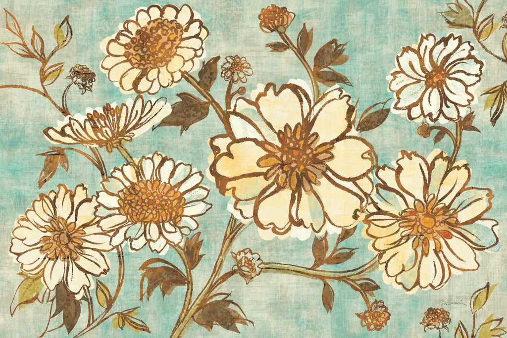 Camilles Garden I Blue by Sue Schlabach. SKU 36713i. Archival Giclee Fine art print for wall decor.