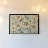 Camilles Garden I Blue by Sue Schlabach. shown as a paper print in a black flame. Available as a archival giclee rolled canvas, fine art paper, or poster print. SKU 36713i.