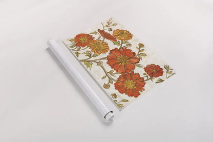 Camilles Garden I Tangerine by Sue Schlabach. shown as a rolled paper print. Available as archival giclee rolled canvas, fine art paper, or poster print. SKU 36714i.