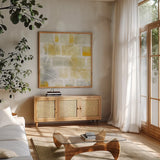 Caracalla III by Sue Schlabach. Shown in a natural wood frame in a cozy modern living room. Available as an archival giclee rolled canvas, fine art paper, or poster print. SKU 27543a.