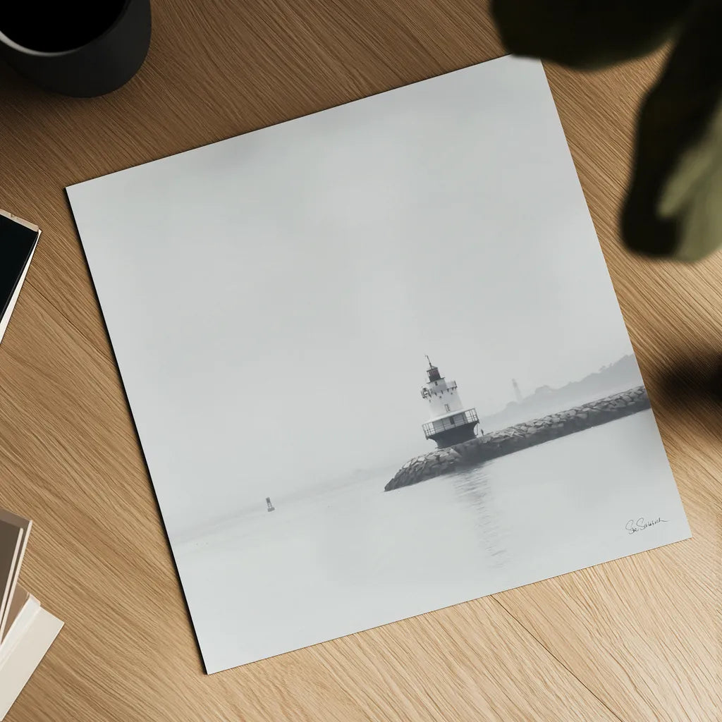 Casco Bay Lighthouse I by Sue Schlabach. Shown as a detailed flat fine art print, highlighting archival giclee quality. Available as an archival giclee rolled canvas, fine art paper, or poster print. SKU 72424a.