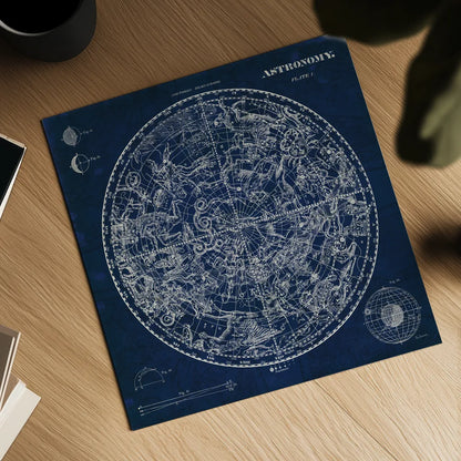 Celestial Blueprint by Sue Schlabach. Shown as a detailed flat fine art print, highlighting archival giclee quality. Available as an archival giclee rolled canvas, fine art paper, or poster print. SKU 11937a.