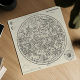 Celestial Blueprint by Sue Schlabach. Shown as a detailed flat fine art print, highlighting archival giclee quality. Available as an archival giclee rolled canvas, fine art paper, or poster print. SKU 90721a.