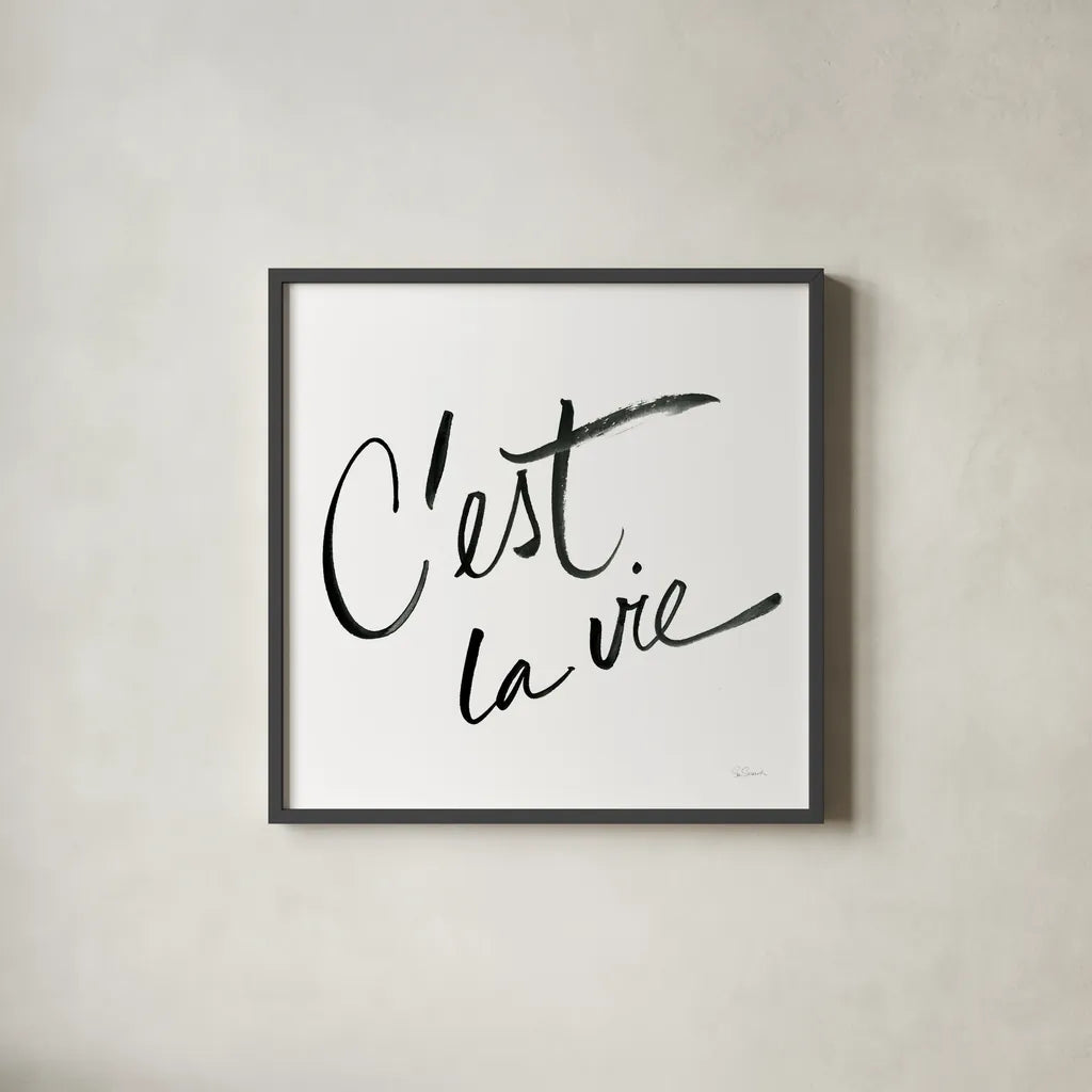 Cest La Vie by Sue Schlabach. Shown in a sleek black glass frame for a contemporary gallery look. Available as an archival giclee rolled canvas, fine art paper, or poster print. SKU 48130a.