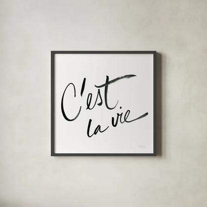 Cest La Vie by Sue Schlabach. Shown in a sleek black glass frame for a contemporary gallery look. Available as an archival giclee rolled canvas, fine art paper, or poster print. SKU 48130a.