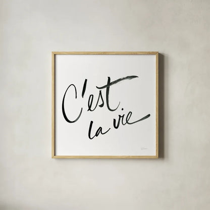 Cest La Vie by Sue Schlabach. Shown in a natural wood glass frame for a timeless modern aesthetic. Available as an archival giclee rolled canvas, fine art paper, or poster print. SKU 48130a.