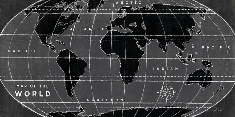 Chalkboard Map of the World by Sue Schlabach