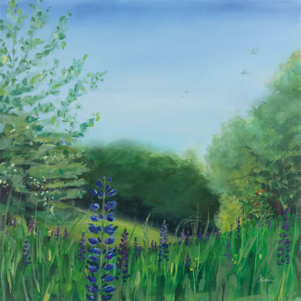 Charlottes Lupine Field by Sue Schlabach. SKU 91526a. Archival Giclee Fine art print for wall decor.