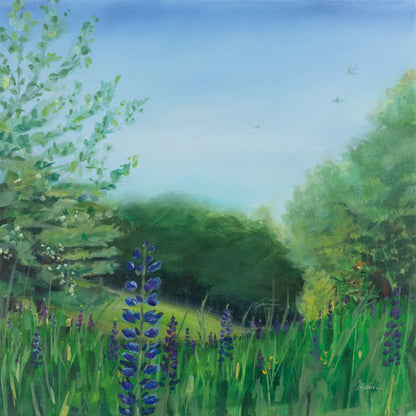 Charlottes Lupine Field by Sue Schlabach. SKU 91526a. Archival Giclee Fine art print for wall decor.