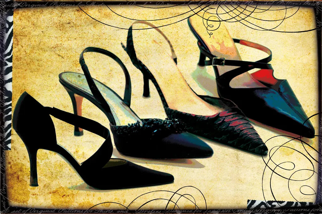 Chic Shoes by Sue Schlabach. SKU 44490i. Archival Giclee Fine art print for wall decor.
