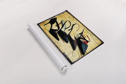 Chic Shoes by Sue Schlabach. shown as a rolled paper print. Available as archival giclee rolled canvas, fine art paper, or poster print. SKU 44490i.