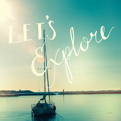 Coastline Sailboat Explore by Sue Schlabach. SKU 15251a. Archival Giclee Fine art print for wall decor.