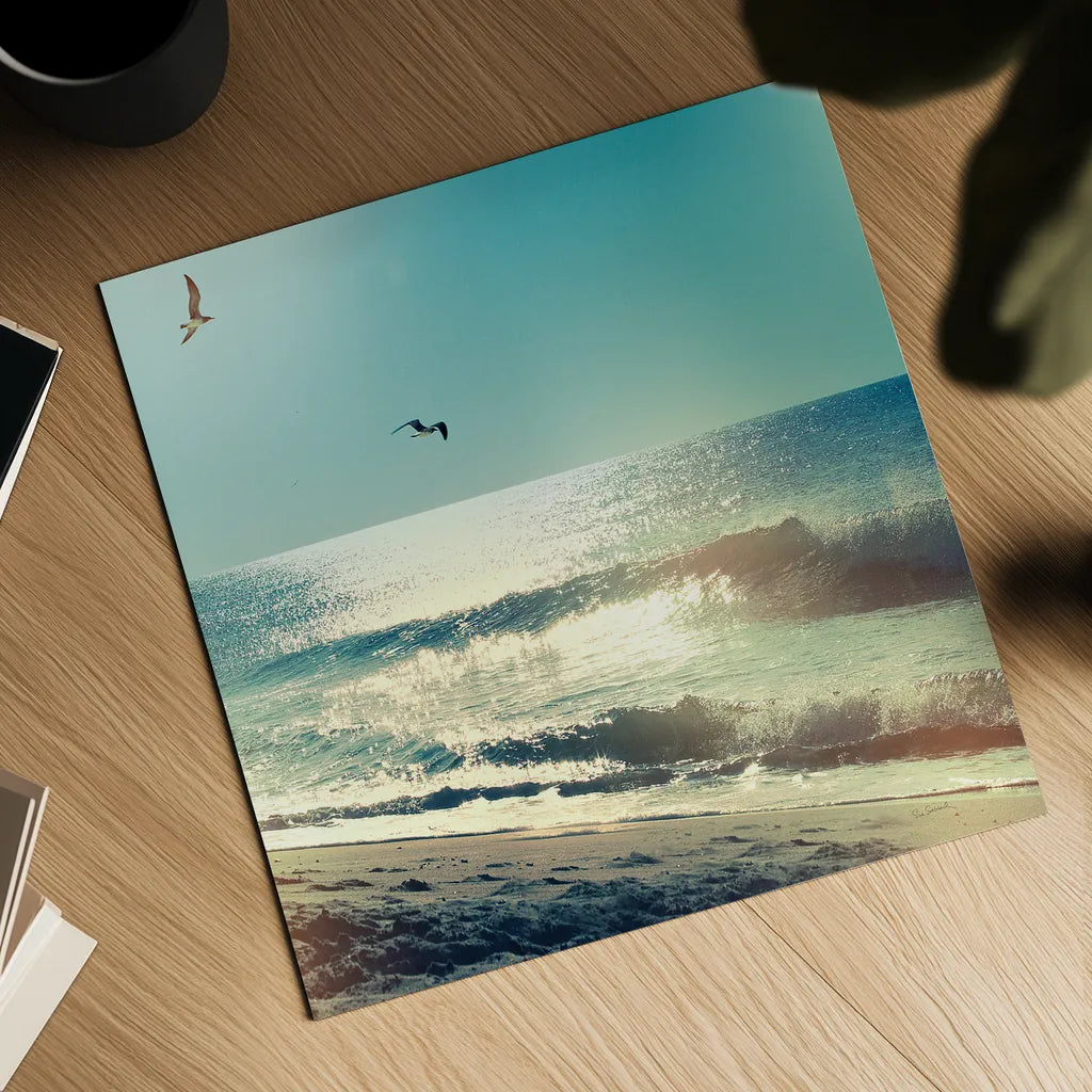 Coastline Waves no Word by Sue Schlabach. Shown as a detailed flat fine art print, highlighting archival giclee quality. Available as an archival giclee rolled canvas, fine art paper, or poster print. SKU 33117a.