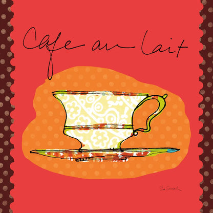 Colorful Coffee Cafe au Lait by Sue Schlabach. SKU 44499a. Archival Giclee Fine art print for wall decor.
