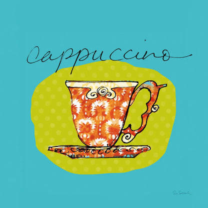 Colorful Coffee Cappuccino No Border by Sue Schlabach. SKU 44497a. Archival Giclee Fine art print for wall decor.