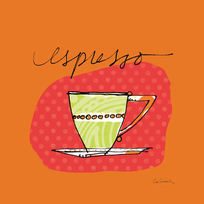 Colorful Coffee Espresso No Border by Sue Schlabach. SKU 44498a. Archival Giclee Fine art print for wall decor.
