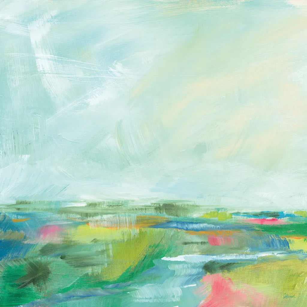 Colorful Horizon Square I by Sue Schlabach. SKU 63752a. Archival Giclee Fine art print for wall decor.