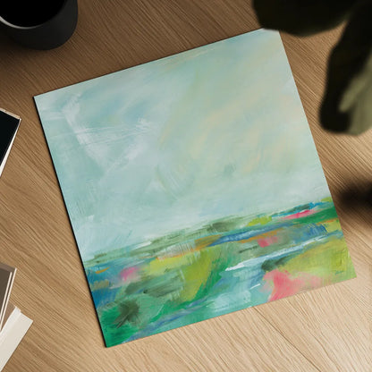 Colorful Horizon Square I by Sue Schlabach. Shown as a detailed flat fine art print, highlighting archival giclee quality. Available as an archival giclee rolled canvas, fine art paper, or poster print. SKU 63752a.