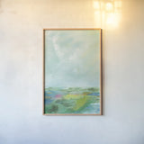 Colorful Horizon Vertical Crop I by Sue Schlabach. shown as a paper print in a natural frame. Available as a archival giclee rolled canvas, fine art paper, or poster print. SKU 63749h.