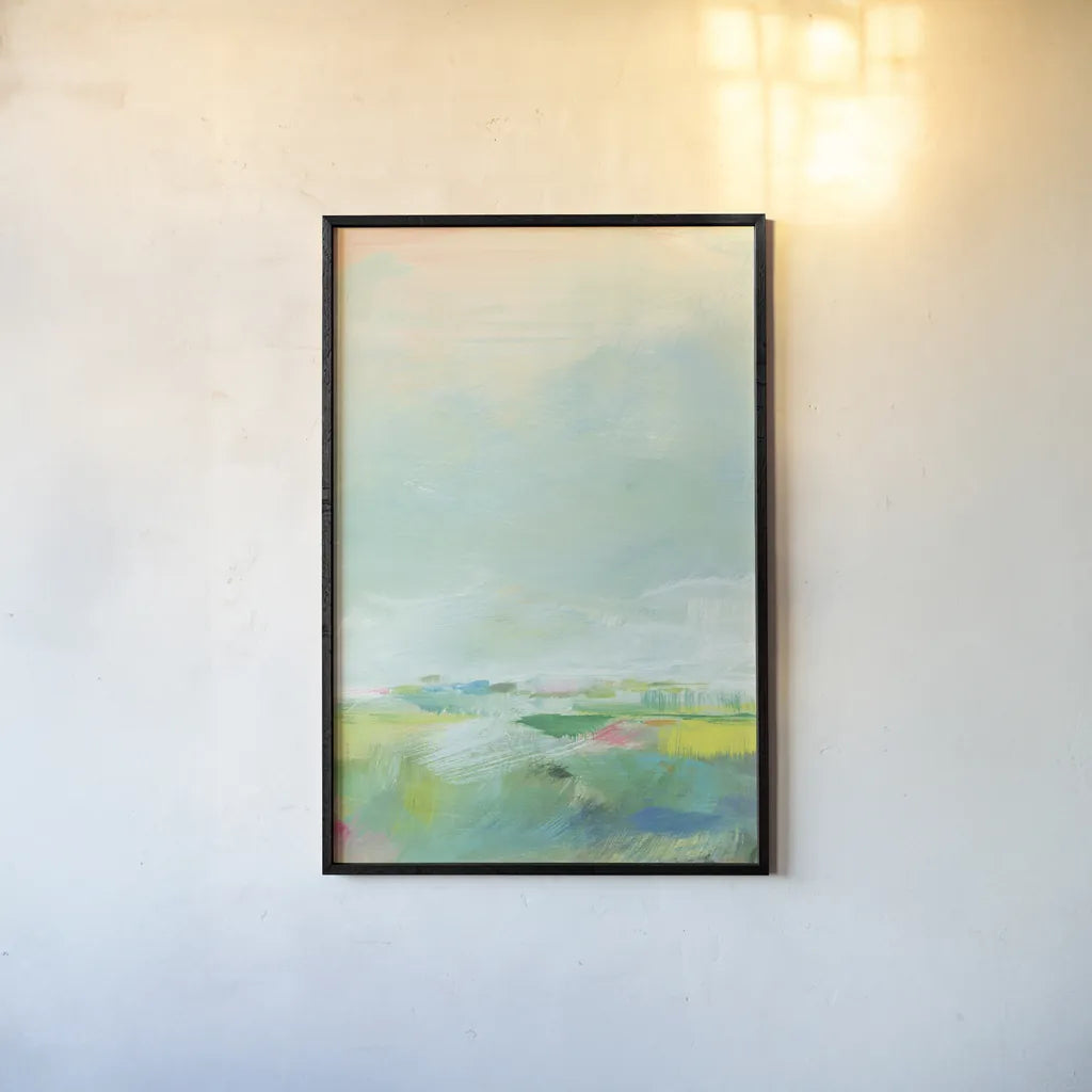 Colorful Horizon Vertical Crop III by Sue Schlabach. shown as a paper print in a black flame. Available as a archival giclee rolled canvas, fine art paper, or poster print. SKU 63751h.