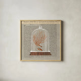 Coral Under Glass Newsprint II by Sue Schlabach. Shown in a natural wood glass frame for a timeless modern aesthetic. Available as an archival giclee rolled canvas, fine art paper, or poster print. SKU 44732a.