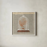 Coral Under Glass Newsprint II by Sue Schlabach. Shown in a crisp white glass frame for a clean and minimalist style. Available as an archival giclee rolled canvas, fine art paper, or poster print. SKU 44732a.