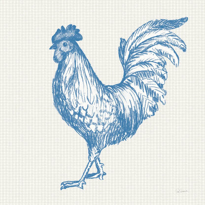 Cottage Rooster IV by Sue Schlabach. SKU 75704a. Archival Giclee Fine art print for wall decor.