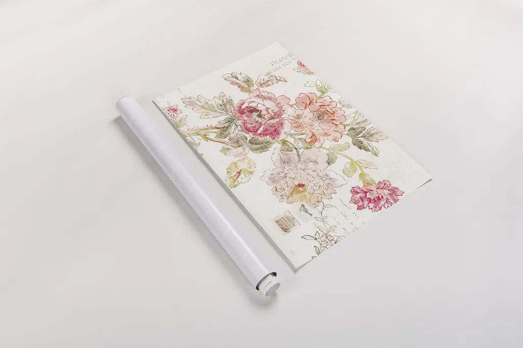 Cottage Roses I by Sue Schlabach. shown as a rolled paper print. Available as archival giclee rolled canvas, fine art paper, or poster print. SKU 31596i.