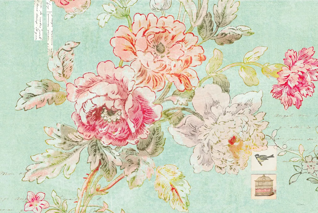 Cottage Roses I Blue by Sue Schlabach. SKU 31599i. Archival Giclee Fine art print for wall decor.